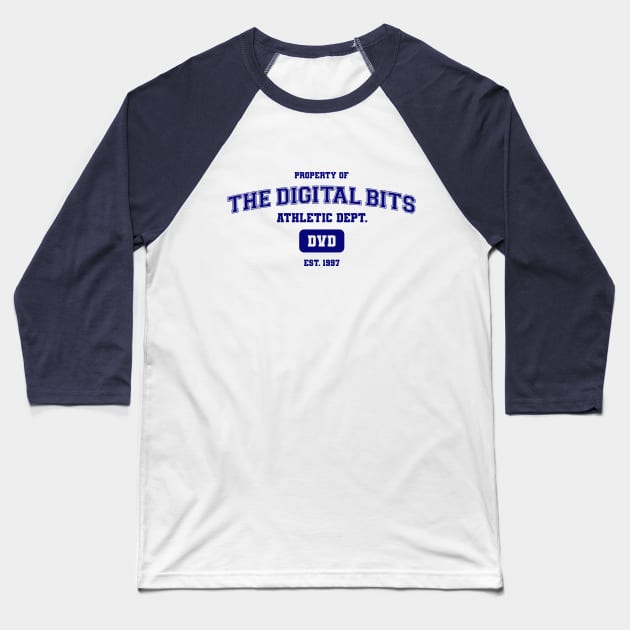 The Digital Bits DVD Athletics - Blue on Light Baseball T-Shirt by TheDigitalBits